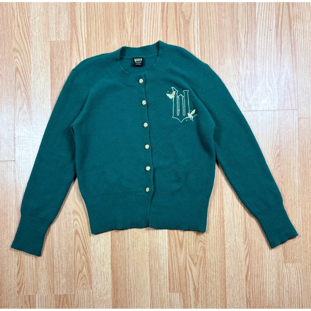 Wicked Musical Paul Tazewell Emerald Green Cardigan Sweater Gold Logo Large